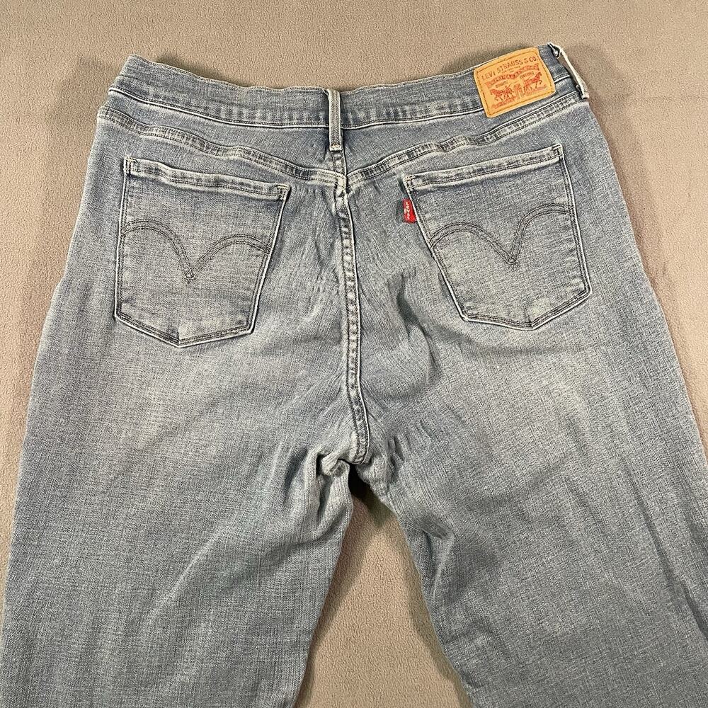 Levis 505 Jeans Womens Sz 14 Blue Straight Denim High Rise Stretch Medium Wash - Picture 9 of 10